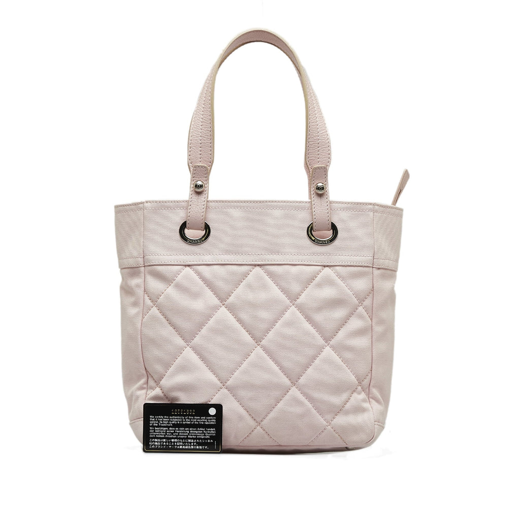 Pre-Owned Authenticated Chanel Small Paris-Biarritz Tote Canvas Fabric Pink Tote Bag Unisex (Good)