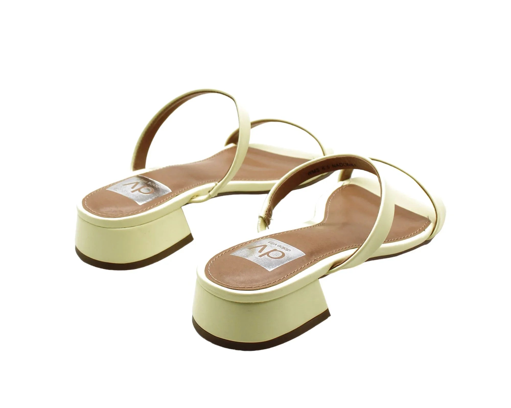 Dv Dolce Vita Women's Nadonna Block-Heel Barely-There Slides - Light Yellow(Size 6.5 US)