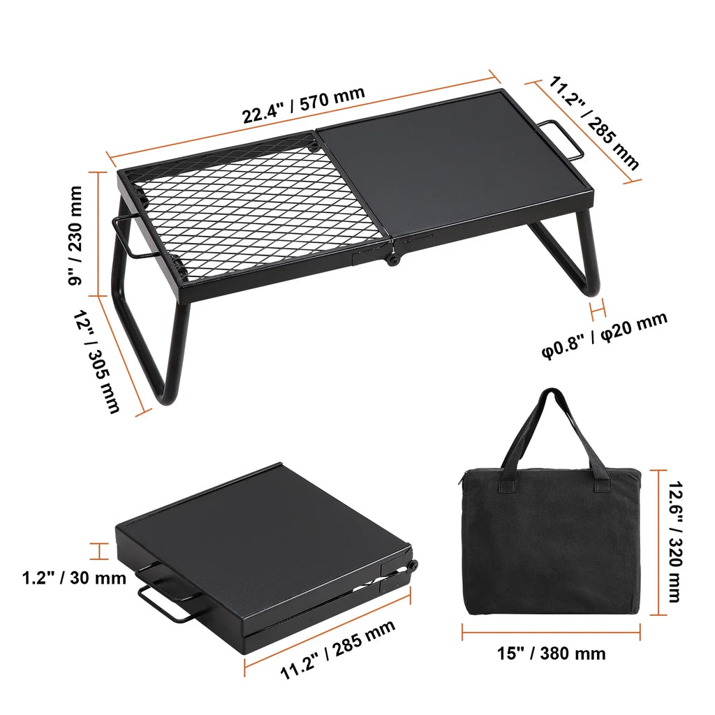 Folding Campfire Grill Portable Camping Fire Pit Steel Outdoor BBQ Picnic