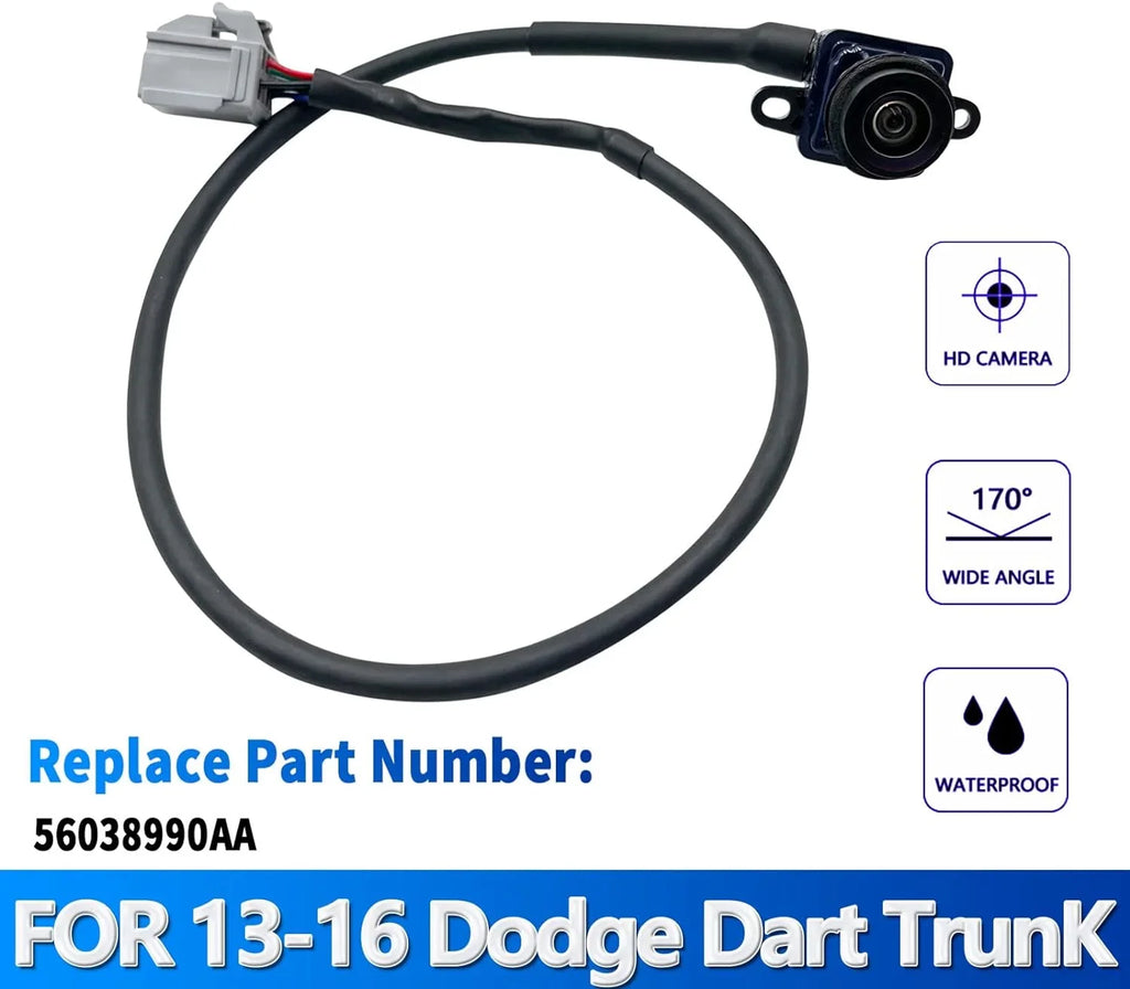 Rear View Back Up Camera Multiangle Views Compatible with Dodge Trunk Lid Mounted 2013-2016 Replaces 56038990AA