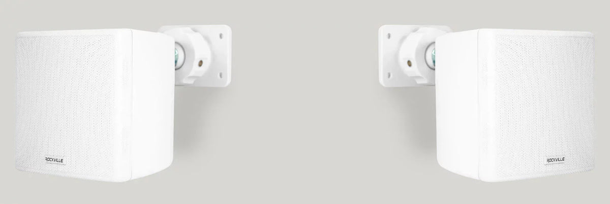 Rockville RPA40BT 4-Room Home Audio Kit Receiver+(8) White Wall Cube Speakers