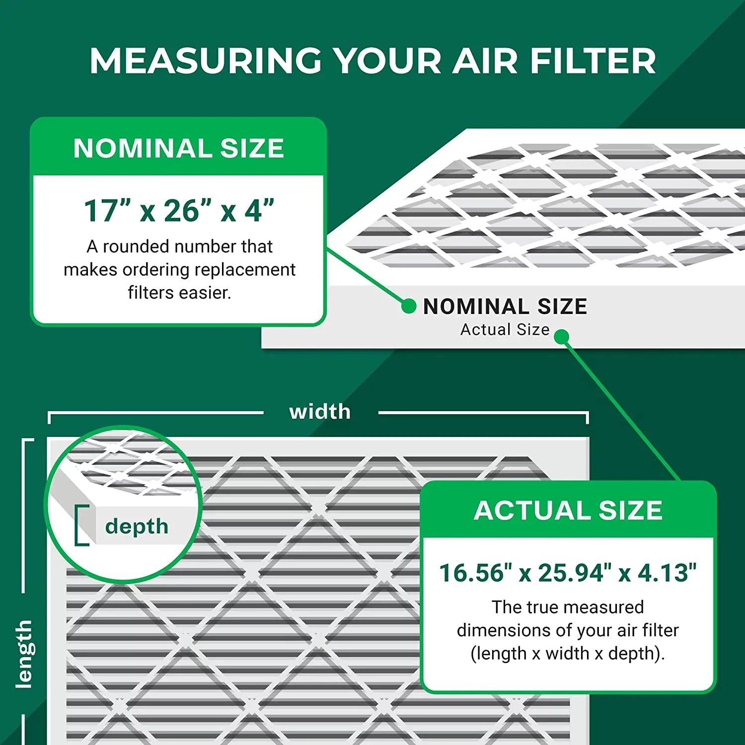 Filterbuy 17x26x4 MERV 11 Pleated HVAC AC Furnace Air Filters for Lennox x6664 (1-Pack)