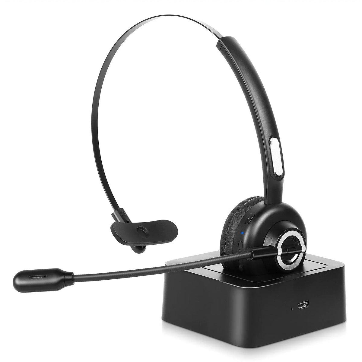Easy Bluetooth Headset, UX-M97 Wireless Headset with Microphone, Wireless Cell Phone Headset with Noise Isolation Mic Charging Base Mute Function for Oppo RX17 Pro With Charging Dock