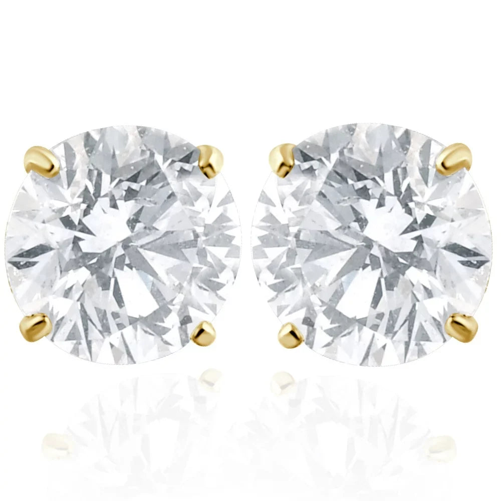 Pompeii 2 Carat Lab Created Diamond Studs 14K Yellow Gold With Screw Backs (F,SI)