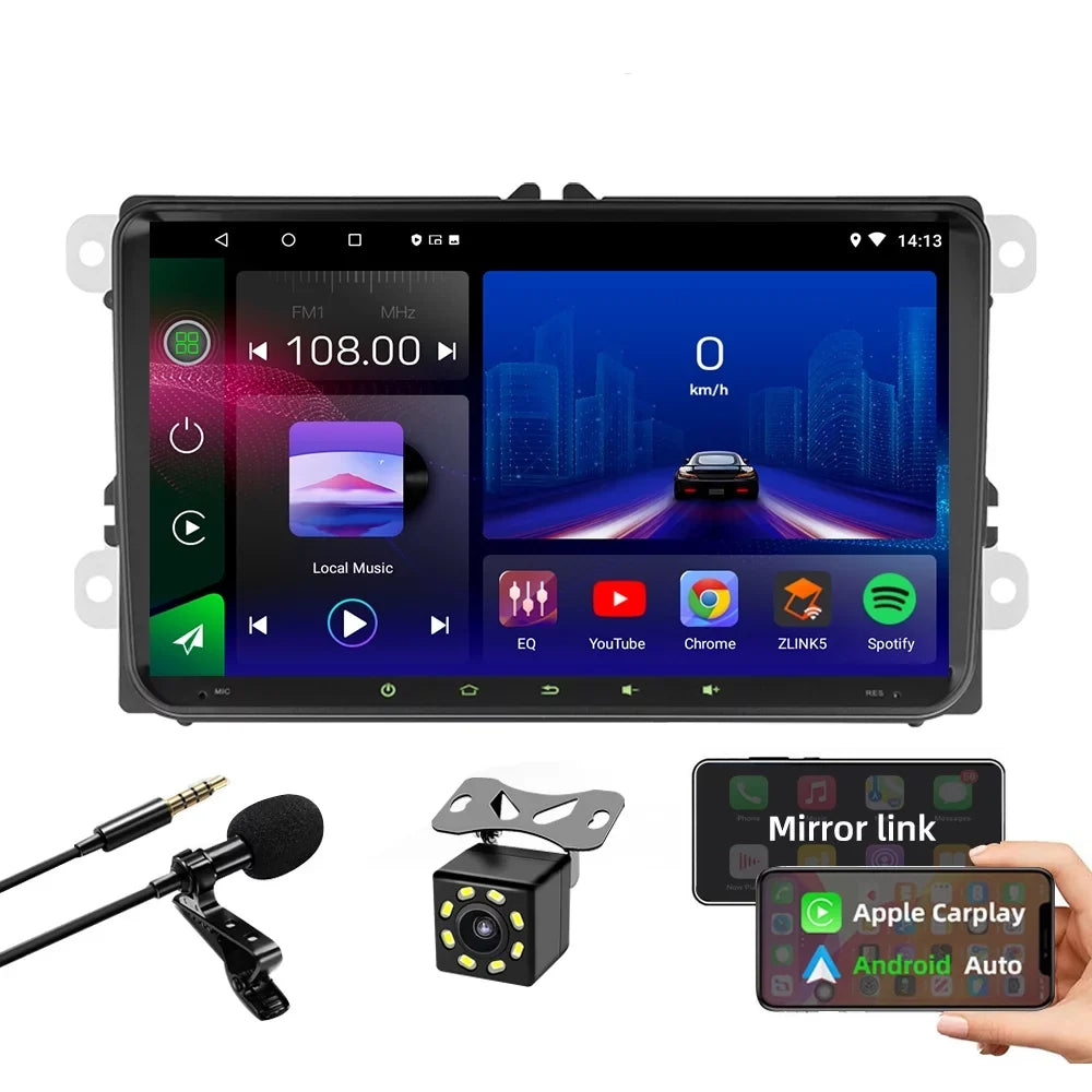 JMANCE 9 inch Android Car GPS Navigation for VW Volkswagen Golf Polo Tiguan Passat Jetta with Apple Carplay Android Auto BT WiFi RDS DSP FM with Backup Camera