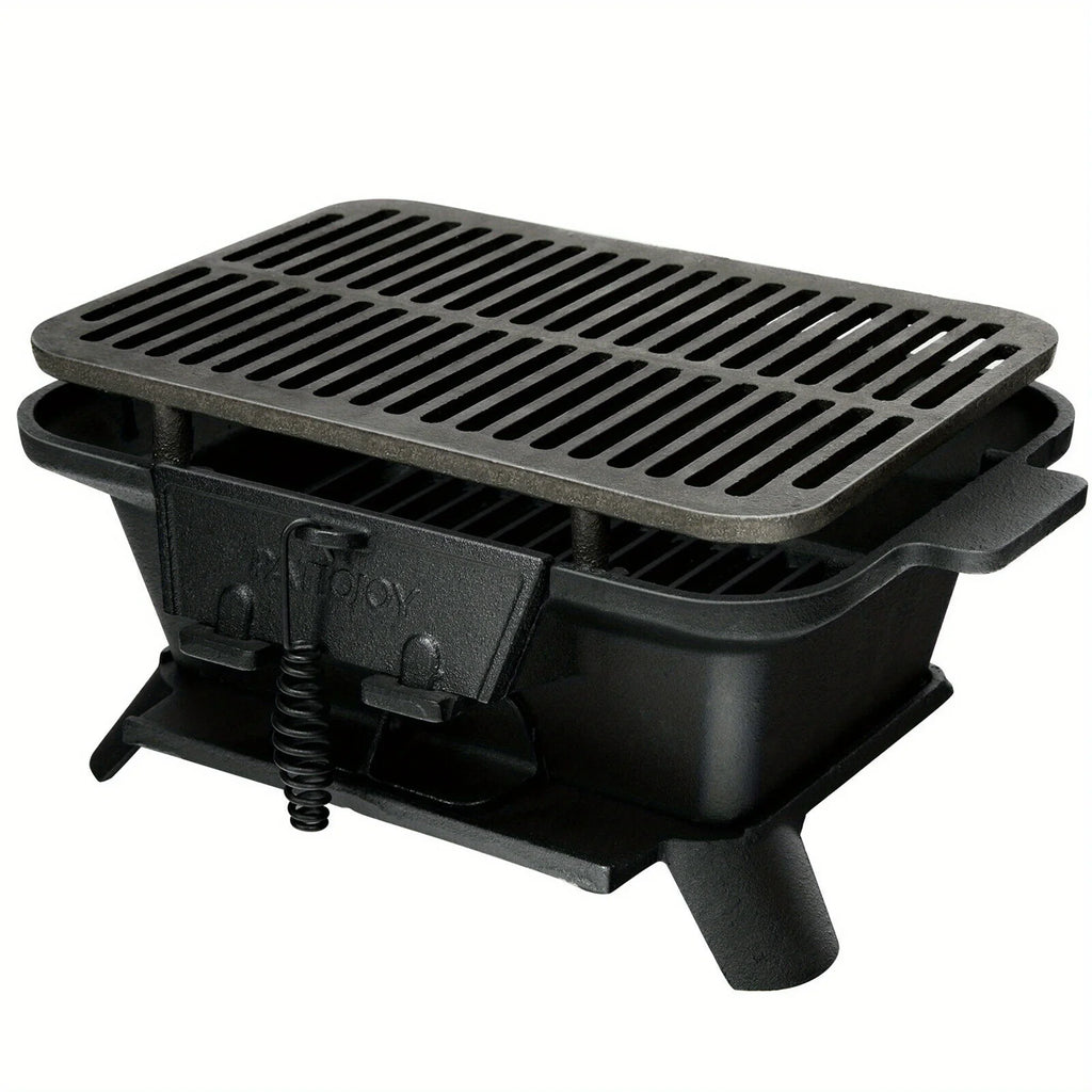 Heavy Duty Cast Iron Charcoal Grill Tabletop BBQ Grill Stove for Camping Picnic