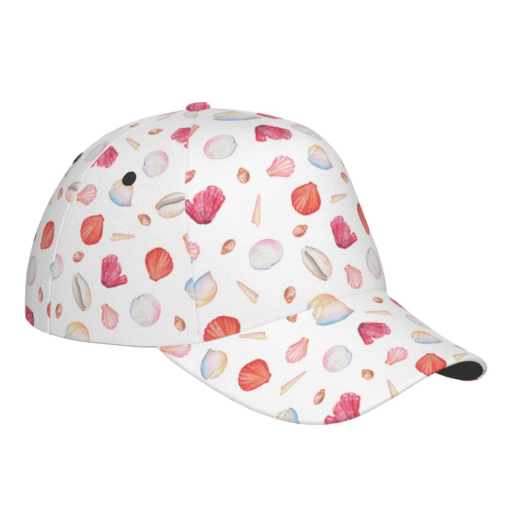 Lukts Red Coral And Scallop Seashell Cap Hat For Men/Women,Unstructured/Cotton