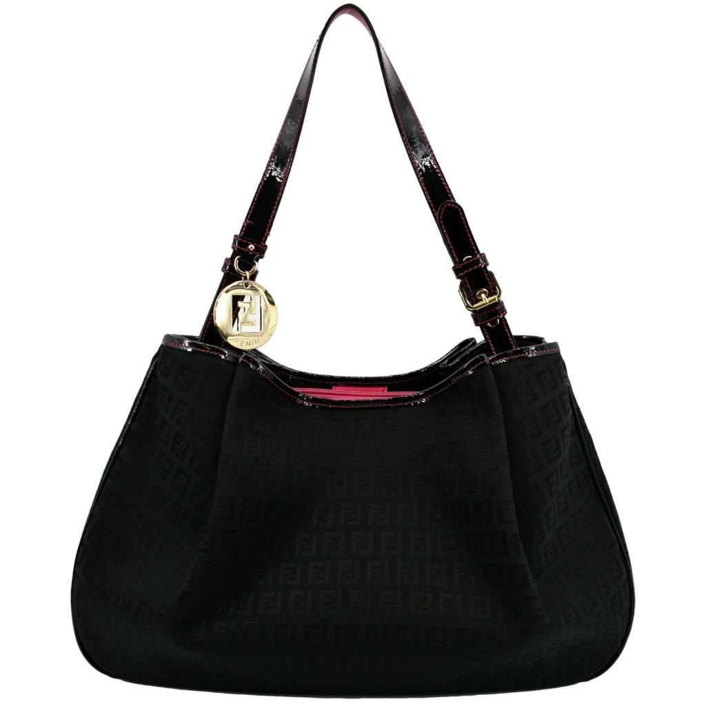 Pre-owned FENDI Zucchino Print Canvas Shopping Tote Bag Black