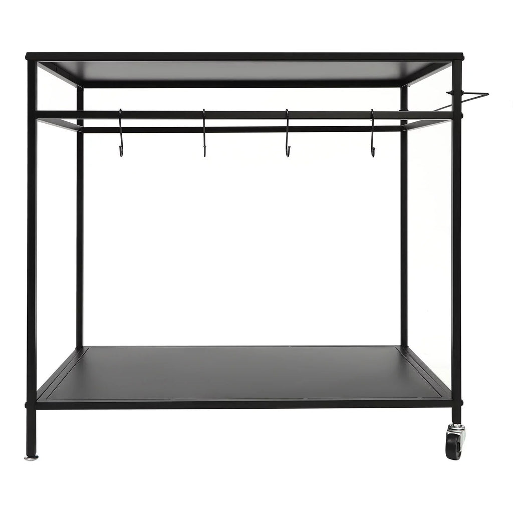 Outdoor Cook Station Table 2-Tier Shelf Food Prep BBQ Grill Serving Cart Movable Rack