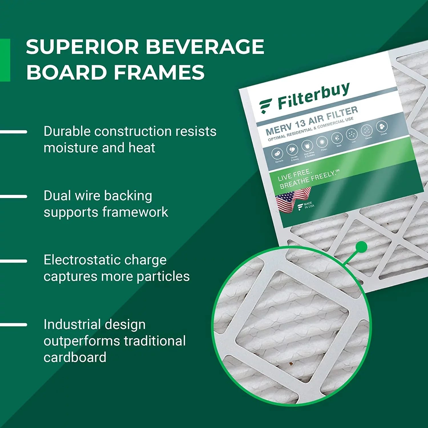 Filterbuy 20x25x2 MERV 13 Pleated HVAC AC Furnace Air Filters (3-Pack)