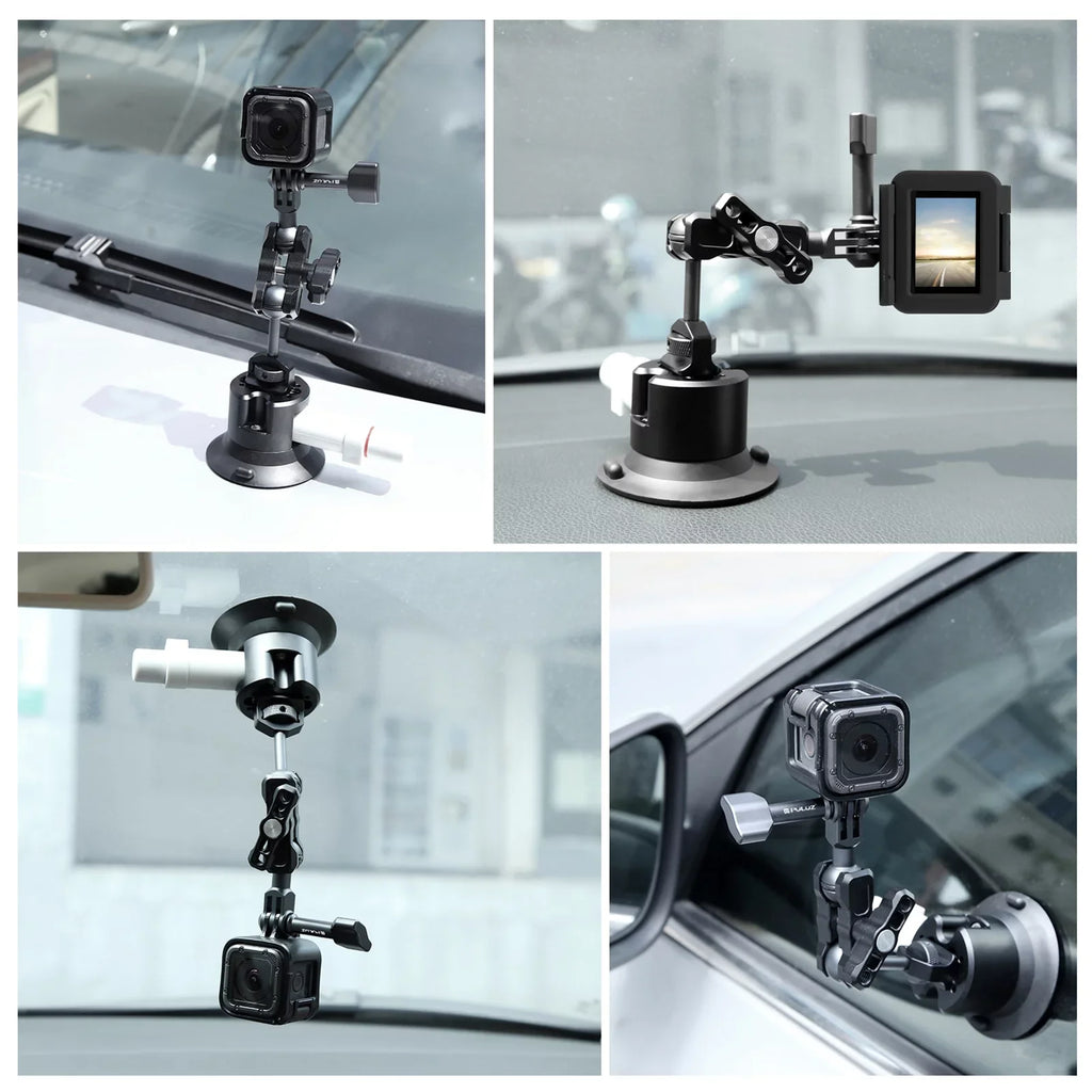 Anself Suction Cup Mount for Camera, Car Bracket Dual 360° Ballheads Replacement, Compatible with 11/10/9/8, Osmo 3/2