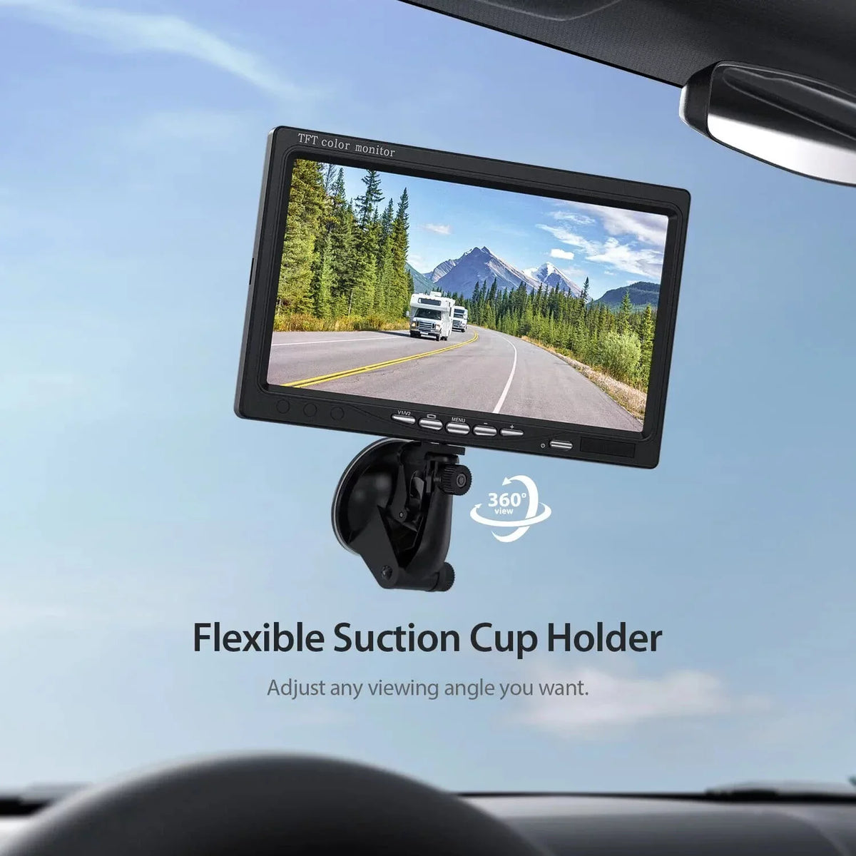 eRapta Backup Camera 7'' 1080P Front & Rear View Monitor Back up Camera for Car or Truck IP69 Waterproof Night Vision DIY Grid Lines AY7