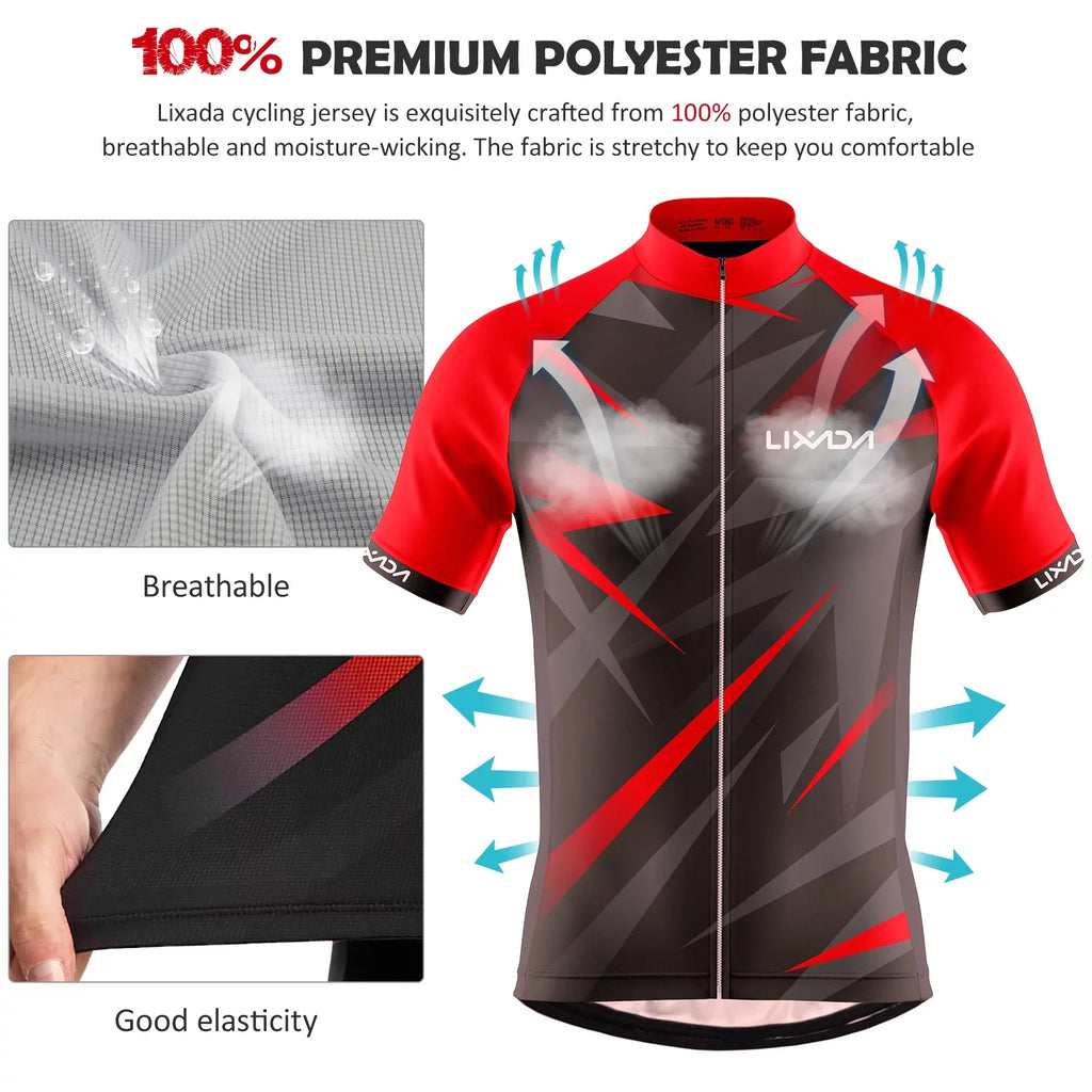 Lixada Cycling Jersey,Breathable Sleeve Bike Shirt And Padded And Padded Mtb Sleeve Bike Shirt Men Breathable Sleeve Bike Shirt And Padded Mtb Suit Set Shirt+3d Cushion Men's Set Sleeve Qahm Zdhf