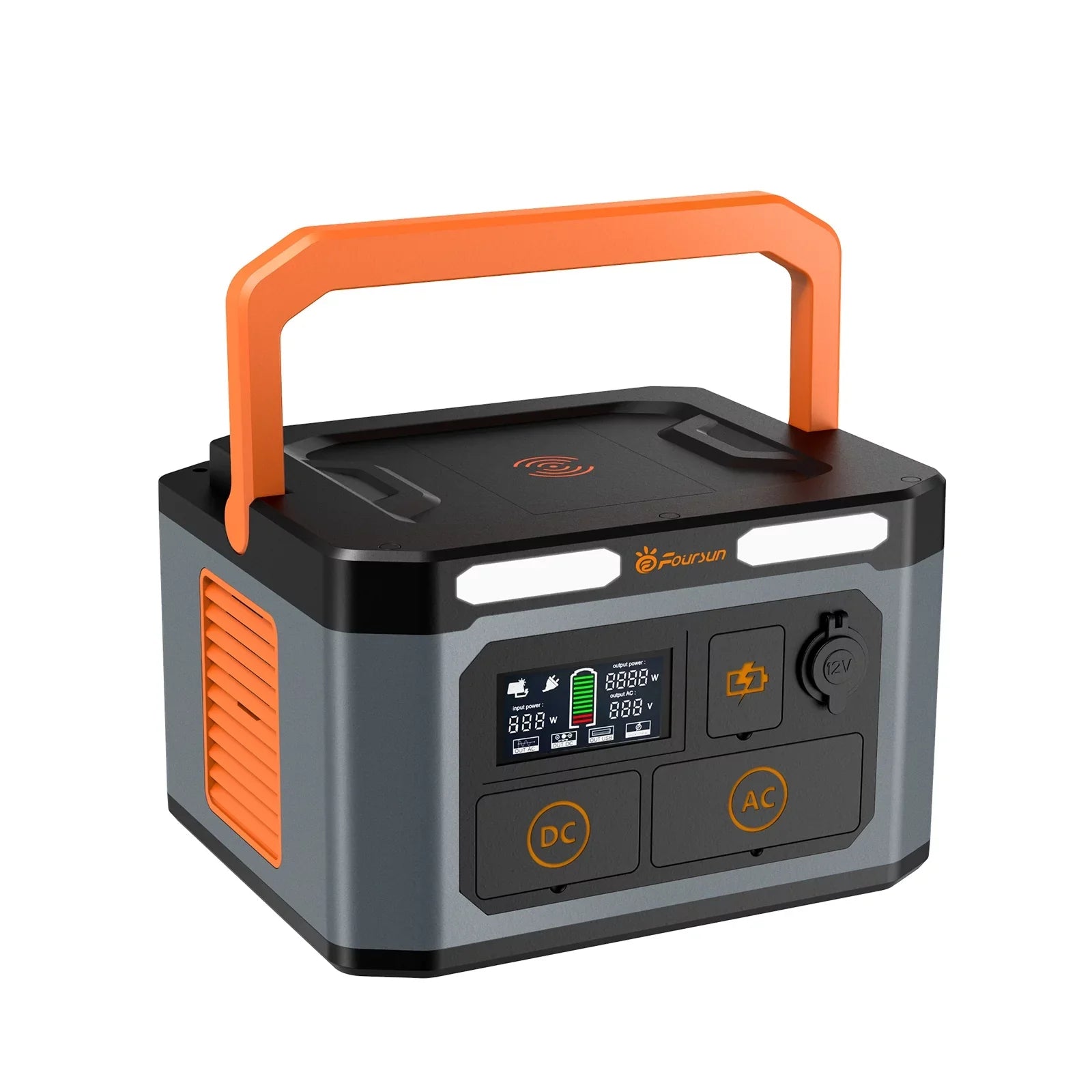 Foursun 1500W(3000W Peak) Portable Station,1598.4Wh with 2 x 1500W AC Outlets ,Wireless charge,PD 65W,Solar Generator for Home Backup, Emergency, Camping