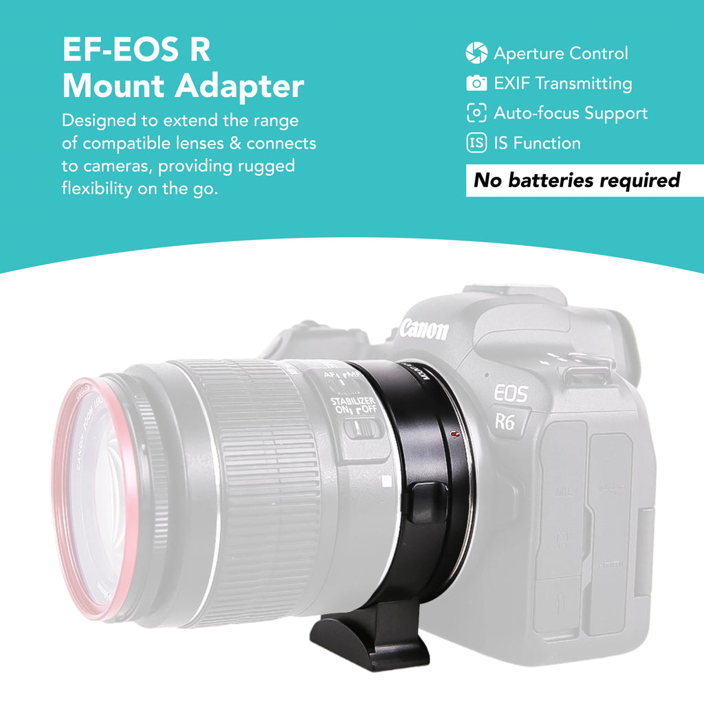 Foto&Tech EF-EOS R Mount Adapter, Auto-Focus Lens Mount Converter Compatible with EF EF-S Lens, Canon EOS R R5 R6 RP Mirrorless Digital Camera Body and Red Digital Cinema Mount