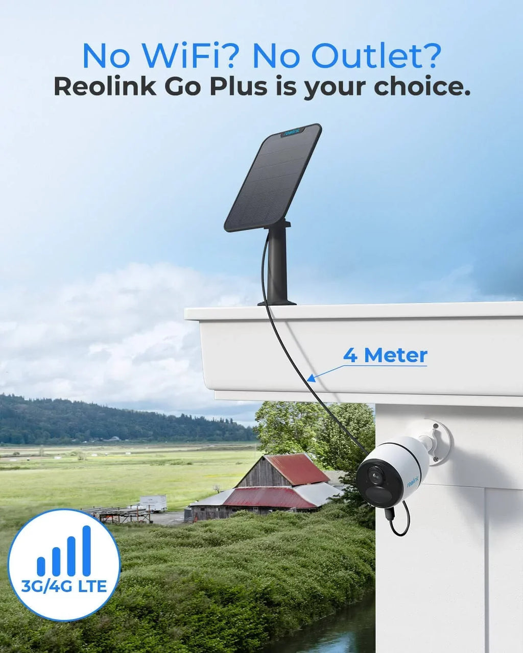 Reolink 2K+ 5MP Outdoor 4G LTE Cellular Battery-Powered Wireless Security Camera System, No WiFi Needed, Night Vision, Smart Person/Vehicle Detection, 2-Way Talk, Go Plus with White Solar Panel