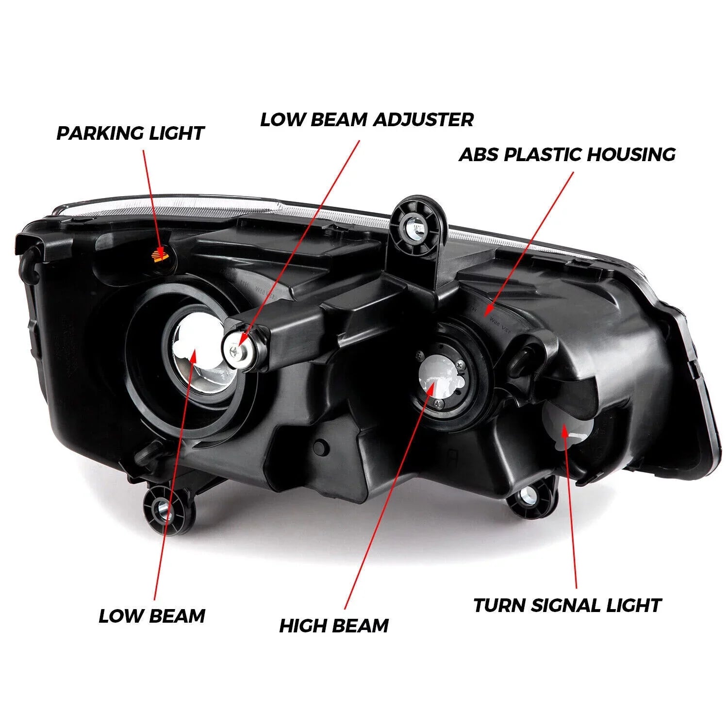 Kojem Pair Black Housing Headlights Headlamps for 2011-2020 Dodge Grand Caravan 2008-2016 Chrysler Town & Country (Driver Passenger)