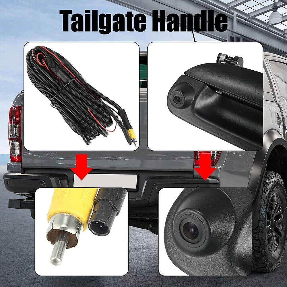 G.PEH Rear View Backup Camera Kit w/ Wiring & Tailgate Handle For 97-07 Ford F150 F250