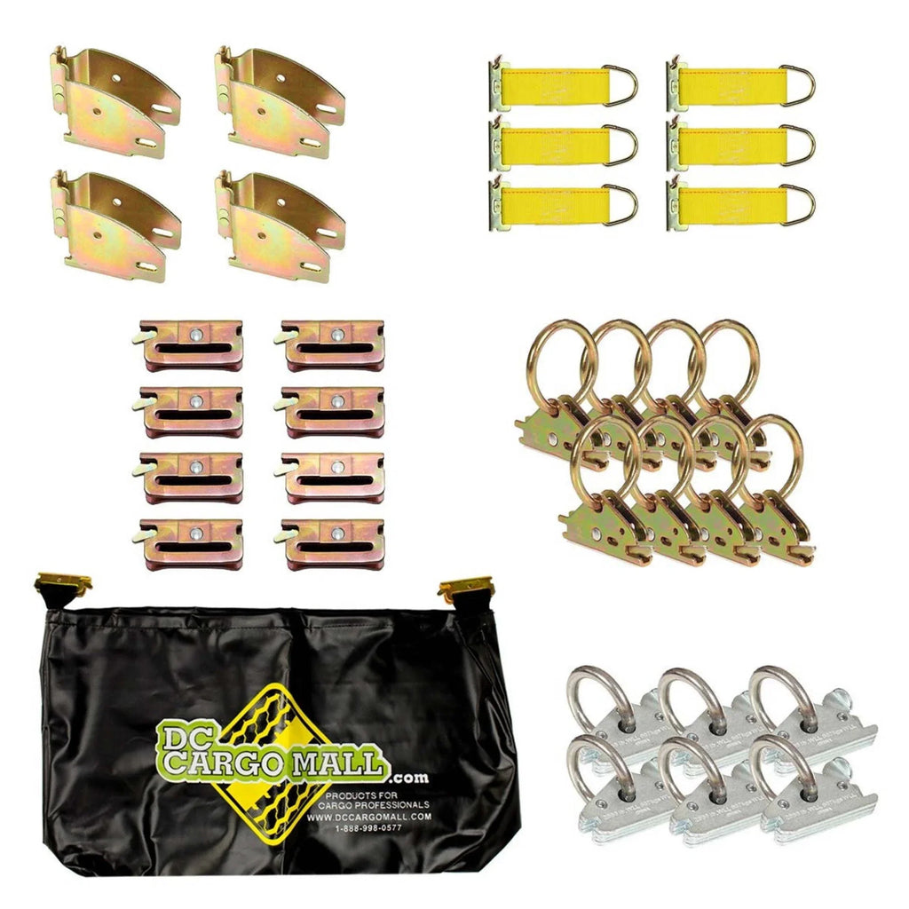DC Cargo Mall E Track Tie-Down Kit - 32 Pieces: E-Track Accessories & E-Track Storage Bag (E-Track Rails NOT Included)