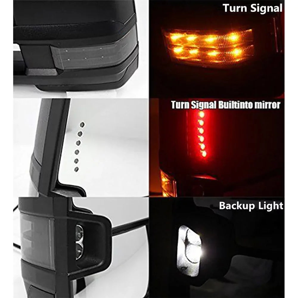 2x Power Heated Smoke Turn Lamp+Backup Blk Tow Mirror For 07-13 Silverado Sierra Fits select: 2007-2014 CHEVROLET SILVERADO, 2007-2013 CHEVROLET TAHOE