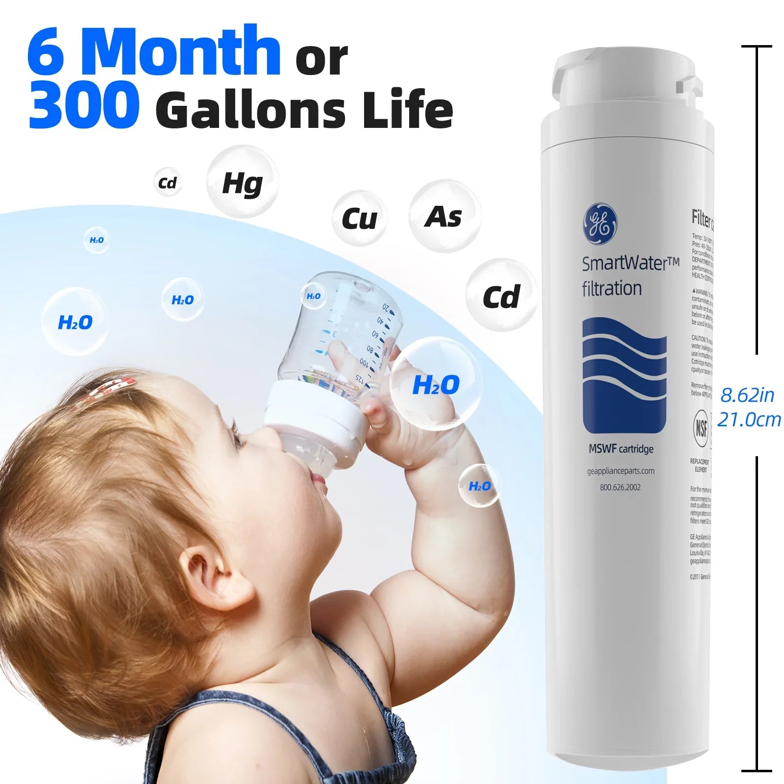MSWF Refrigerator Water Filter, Replacement for GE MSWF, Tier1 RWF1062, Aquafresh WF282, Arrowpure APF-1800, AQUACREST AQF-MSWF and Ice Pure RWF1500A Pack of 6