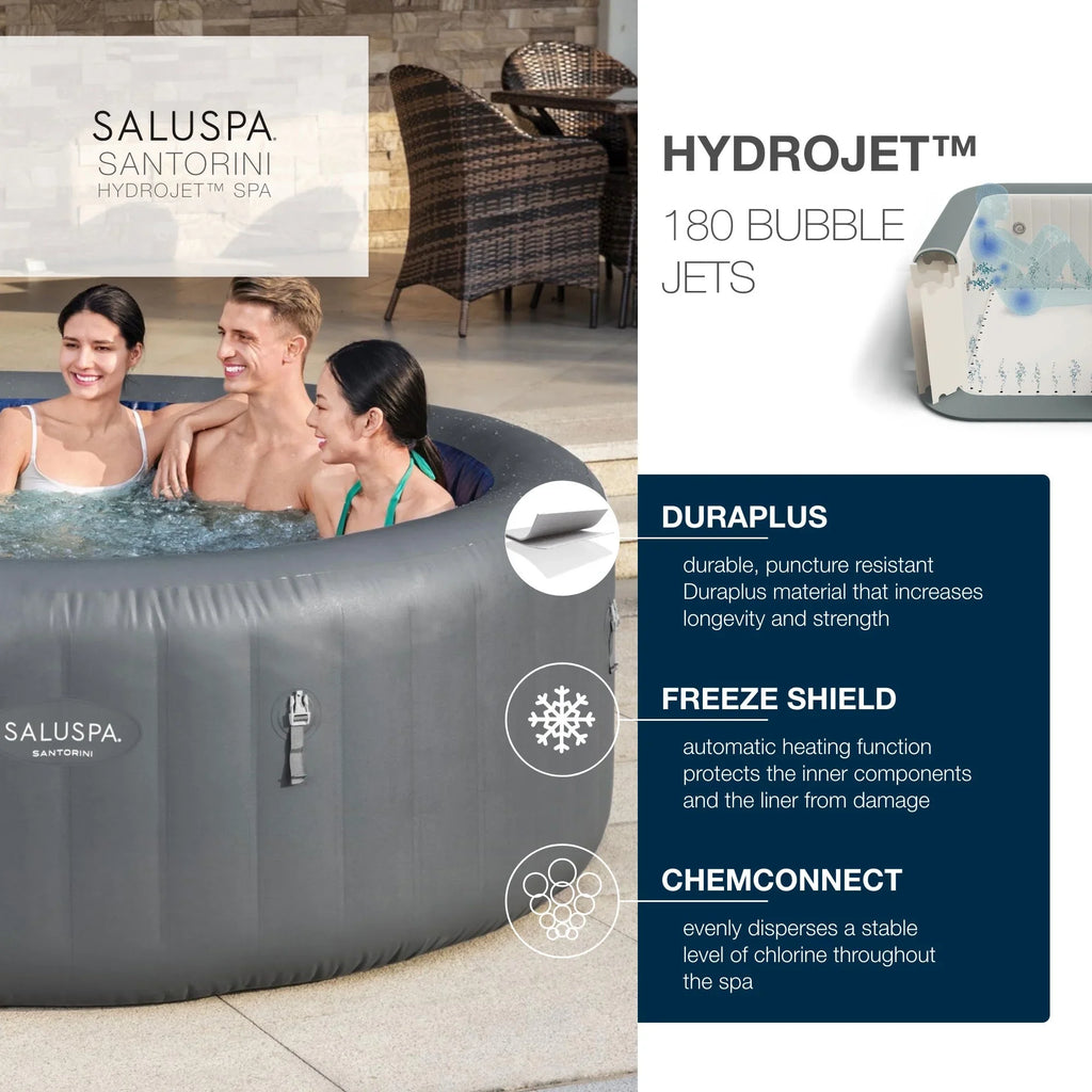 Bestway SaluSpa Santorini HydroJet Hot Tub w/Set of 2 SaluSpa Pool/Spa Chair