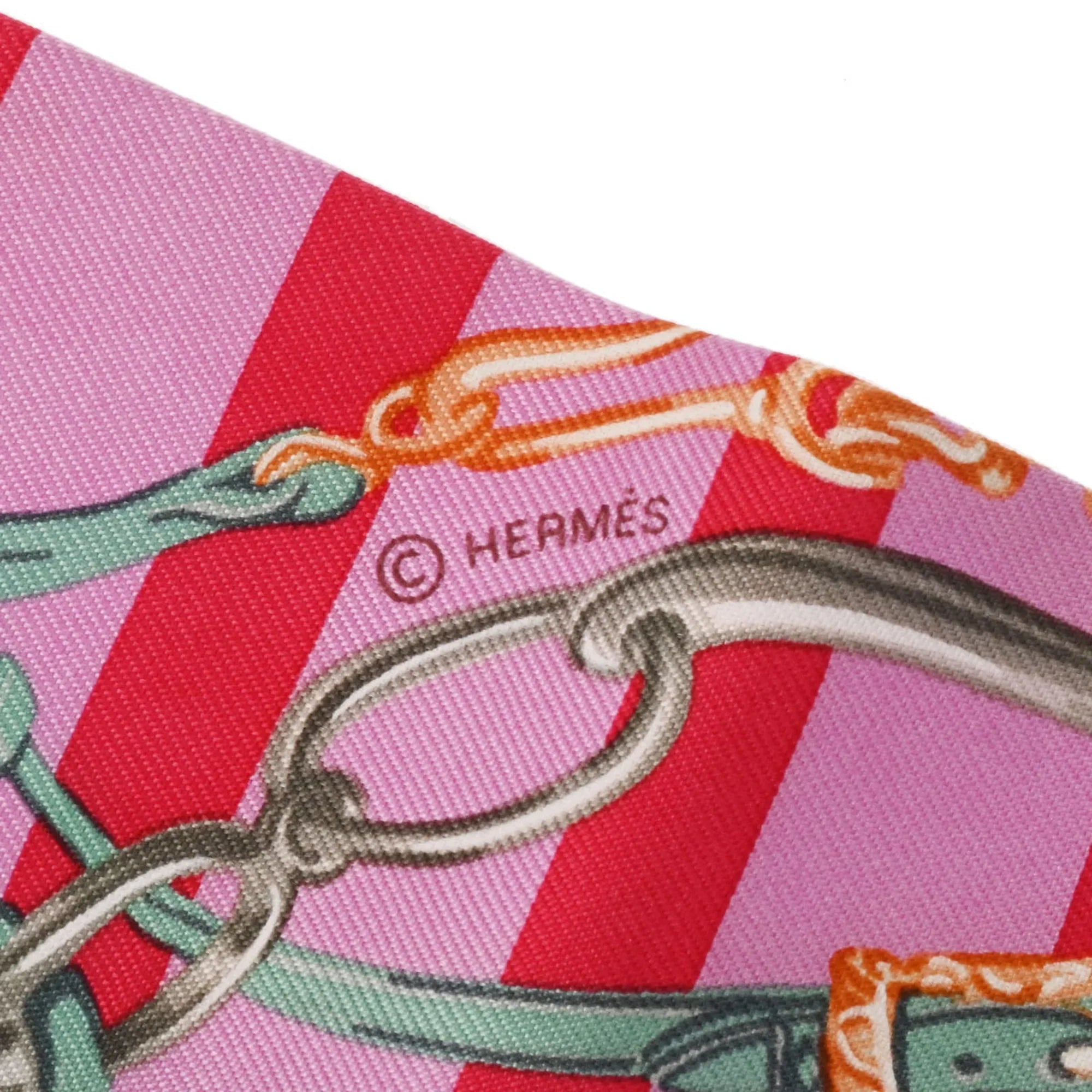Pre-Owned HERMES Twilly BRIDES DE GALA Old Tag Pink/Red/Green - Women's 100% Silk Scarf Muffler (Fair)