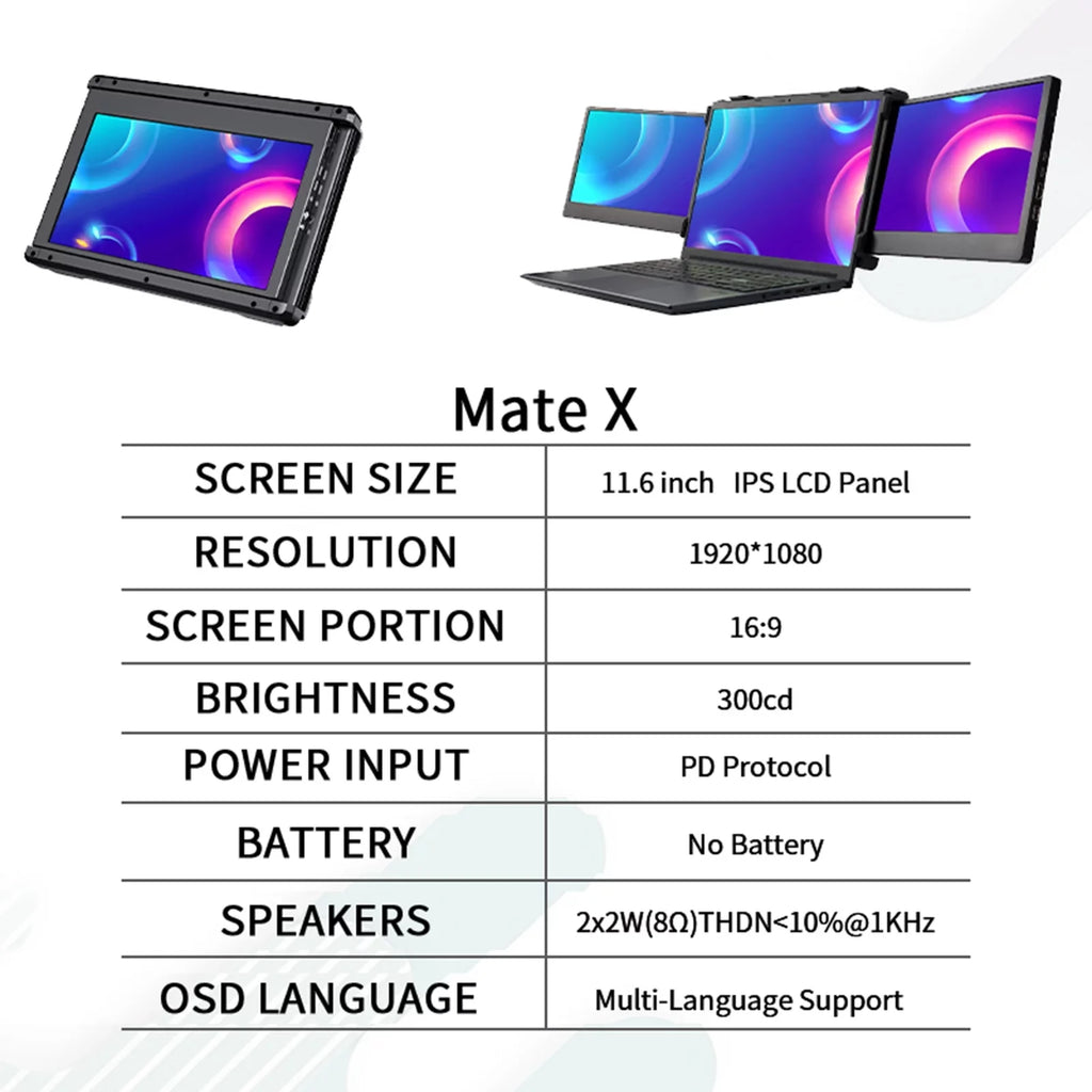 GTMEDIA GTMEDIA Mate X Dual Screen Monitor 11.6-inch Portable Monitor for Laptop, Full HD IPS 1080P Display