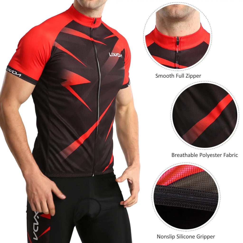 Lixada Cycling Jersey,Breathable Sleeve Bike Shirt And Padded And Padded Mtb Sleeve Bike Shirt Men Breathable Sleeve Bike Shirt And Padded Mtb Suit Set Shirt+3d Cushion Men's Set Sleeve Qahm Zdhf