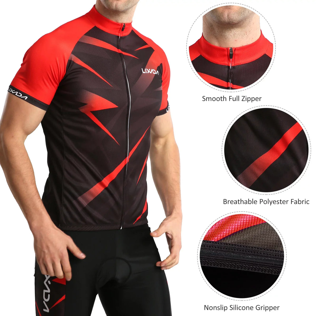 Lixada Cycling Jersey,Breathable Sleeve Bike Shirt And Padded And Padded Mtb Sleeve Bike Shirt Men Breathable Sleeve Bike Shirt And Padded Mtb Suit Set Shirt+3d Cushion Men's Set Sleeve Qahm Zdhf