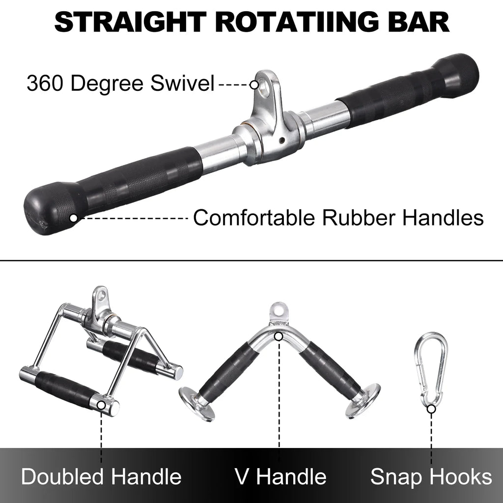 Tricep Press Down Cable Machine Attachment for Gym Accessories, Silver