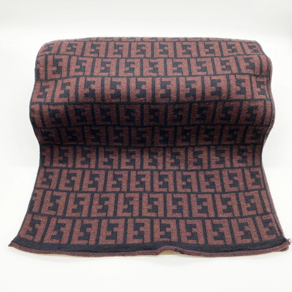 Pre-Owned FENDI Zucca Muffler Stole All Over Pattern FF Brown Women's Men's Fashion Old Clothes (Good)