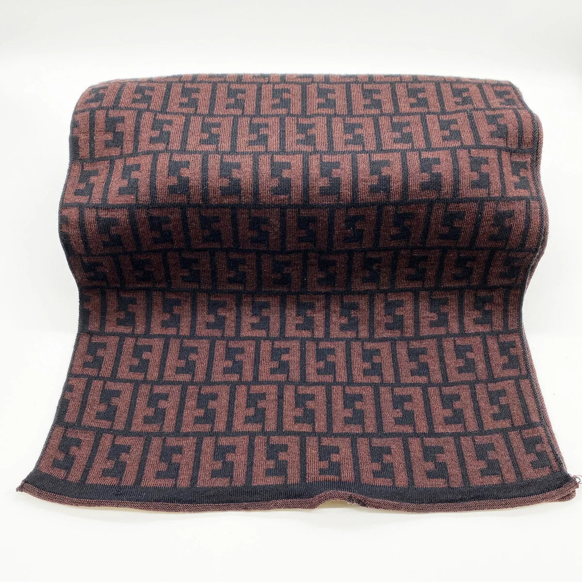 Pre-Owned FENDI Zucca Muffler Stole All Over Pattern FF Brown Women's Men's Fashion Old Clothes (Good)