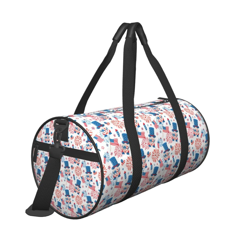 Coaee American Gnomes Large Capacity Travel Luggage Bag Cylinder Gym Bag Waterproof Sports Bag with Pocket and Compartment