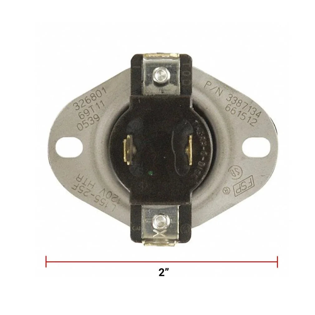 GLOB PRO SOLUTIONS AP6008270 PS11741405 EAP11741405 PD00002313 CKD2502 Dryer Cycling Thermostat 2" Length Approx. Replacement for and compatible with Whirlpool Maytag Kenmore Heavy DUTY