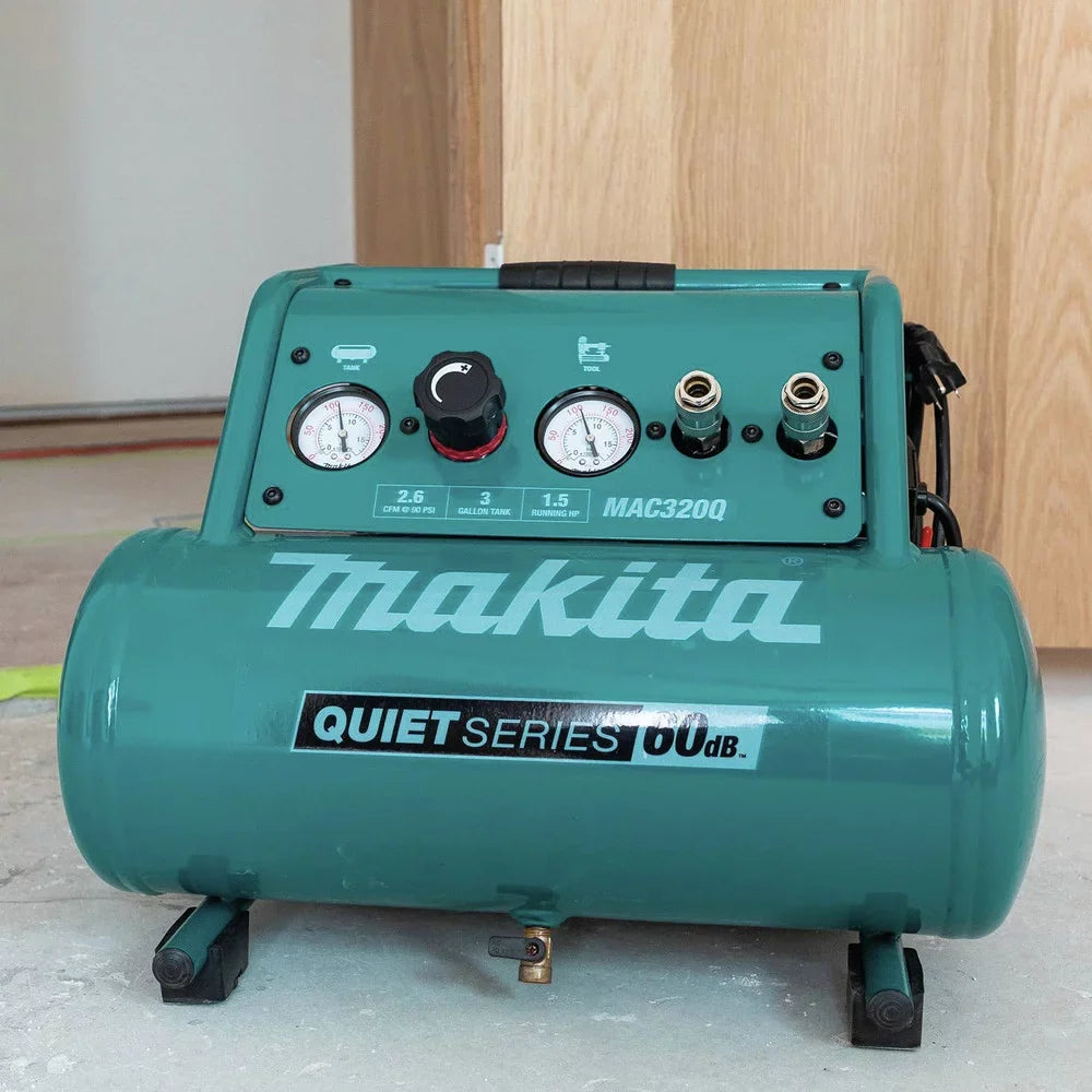 Makita MAC320Q Quiet Series 1-1/2 3 Gallon Oil-Free Hand Carry Air Compressor