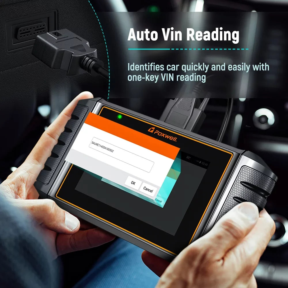 FOXWELL NT726 OBD2 Scanner Automotive All System Diagnostic Tool 12 Reset BMS Service Suspension ABS Bleeding Injector Coding Throttle Reset OBDII Code Reader Automotive Scanner, Gift: Battery Tester