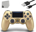 Like New PlayStation 4 DualShock Wireless Gold Controller with Charging Cable BOLT AXTION Bundle