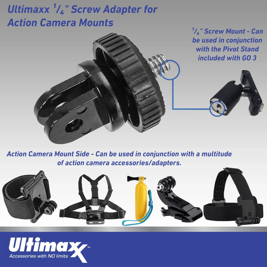 Ultimaxx Advanced Insta360 GO 3 Action Camera Bundle (64GB) - Includes: 1/4” Screw Adapter for Action Cam Mounts, Mini Metal Dolly & More (25pc Bundle)