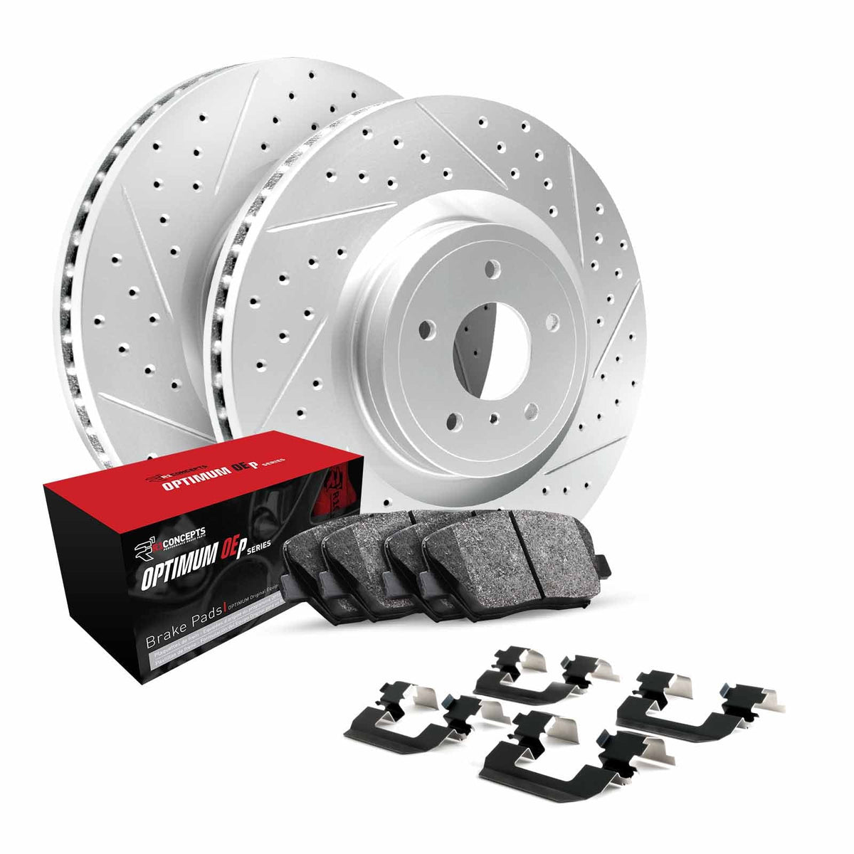 R1 Concepts Front Brakes and Rotors Kit |Front Brake Pads| Brake Rotors and Pads| Optimum OEp Brake Pads and Rotors |Hardware Kit WBUH1-80044
