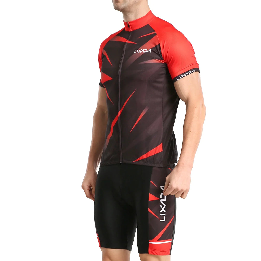Lixada Cycling Jersey,Breathable Sleeve Bike Shirt And Padded And Padded Mtb Sleeve Bike Shirt Men Breathable Sleeve Bike Shirt And Padded Mtb Suit Set Shirt+3d Cushion Men's Set Sleeve Qahm Zdhf
