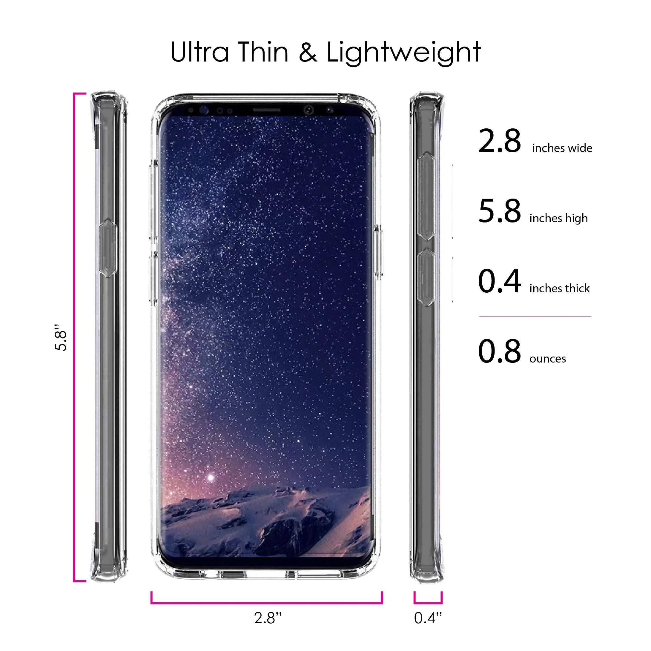 DistinctInk Clear Shockproof Hybrid Case for Samsung Galaxy S9 (5.8" Screen) - TPU Bumper, Acrylic Back, Tempered Glass Screen Protector - Faith, Hope & Love - Cross & Leaves