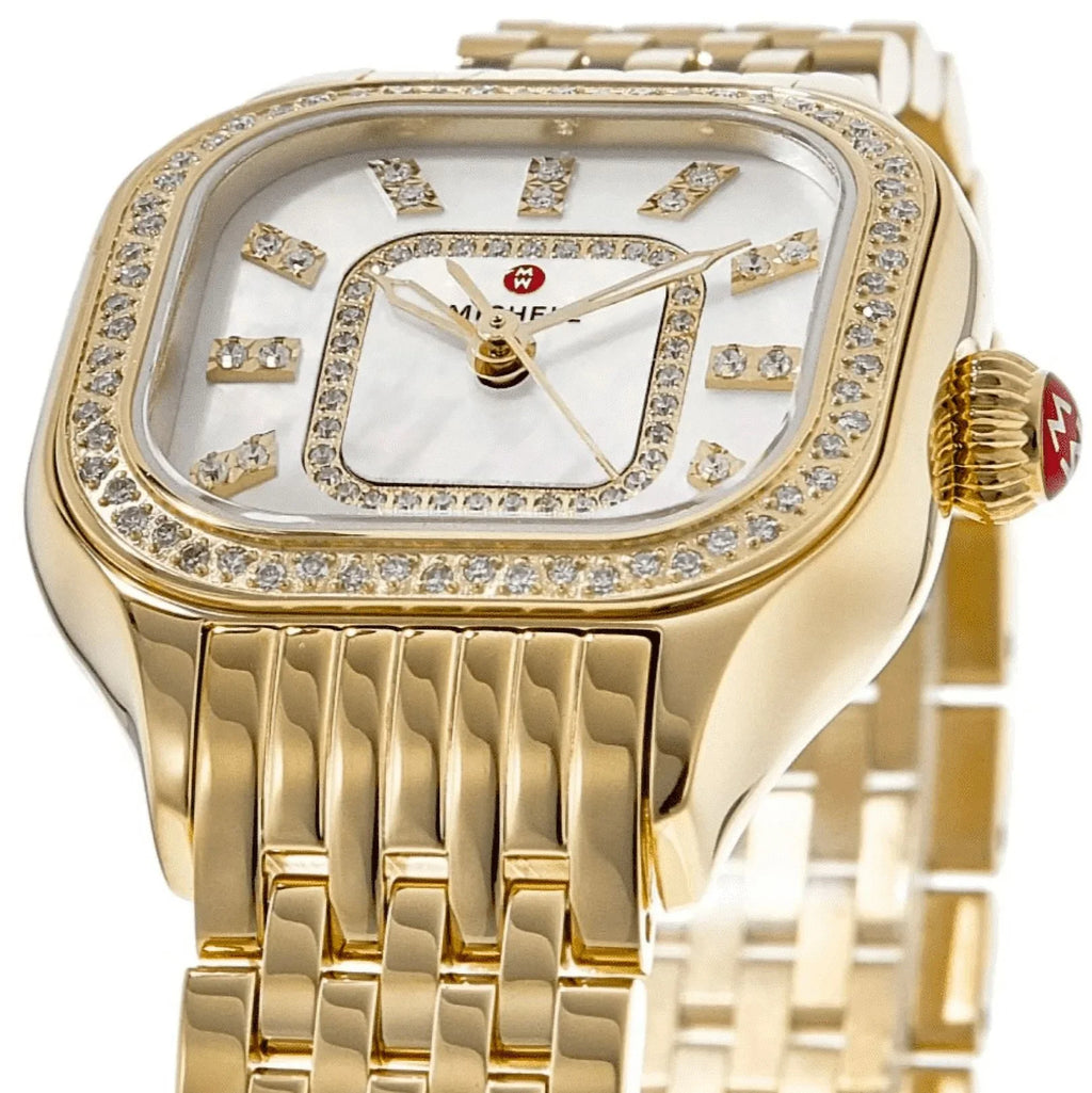 Michele Meggie Diamond Mother of Pearl Dial Gold-tone Steel Women's Watch MWW33B000003