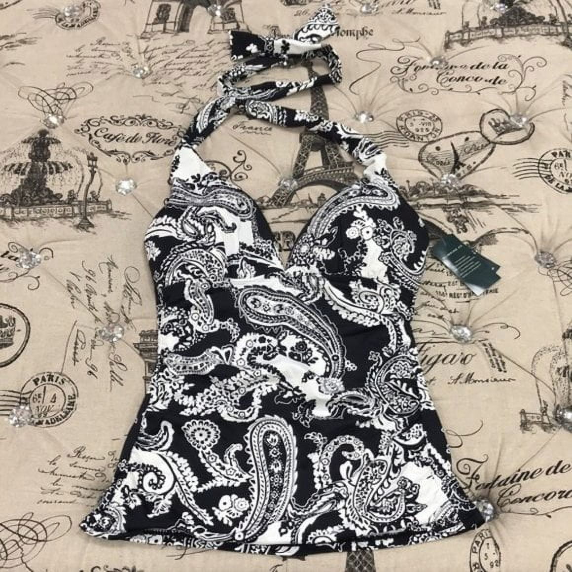 Ralph Lauren GRAPHIC PAISLEY Tummy-Control Halter Tankini Swim Top, US 10