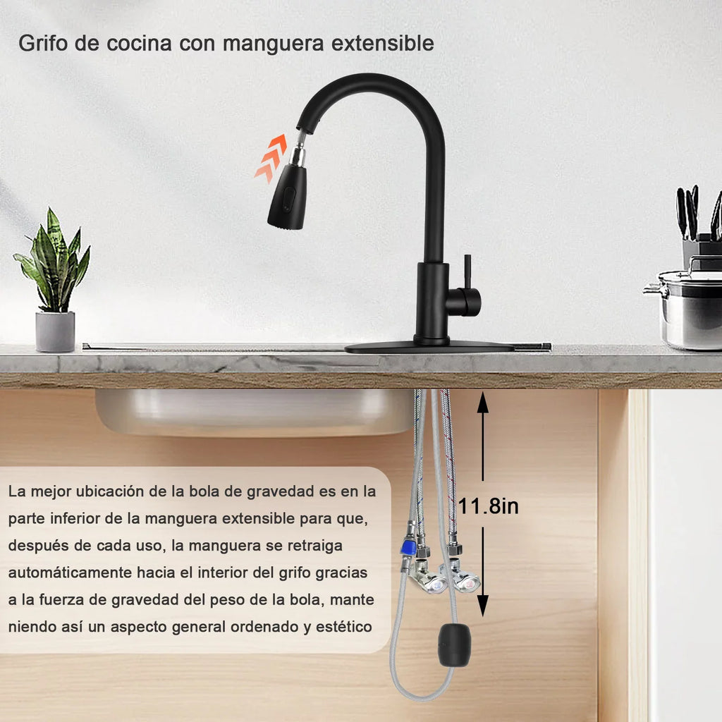 Kitchen Faucet with Pull Down Sprayer, High Arc Single Handle Kitchen Sink Faucet with Deck Plate, Commercial Modern Stainless Steel Kitchen Faucets for Kitchen, RV, Bar, Silver