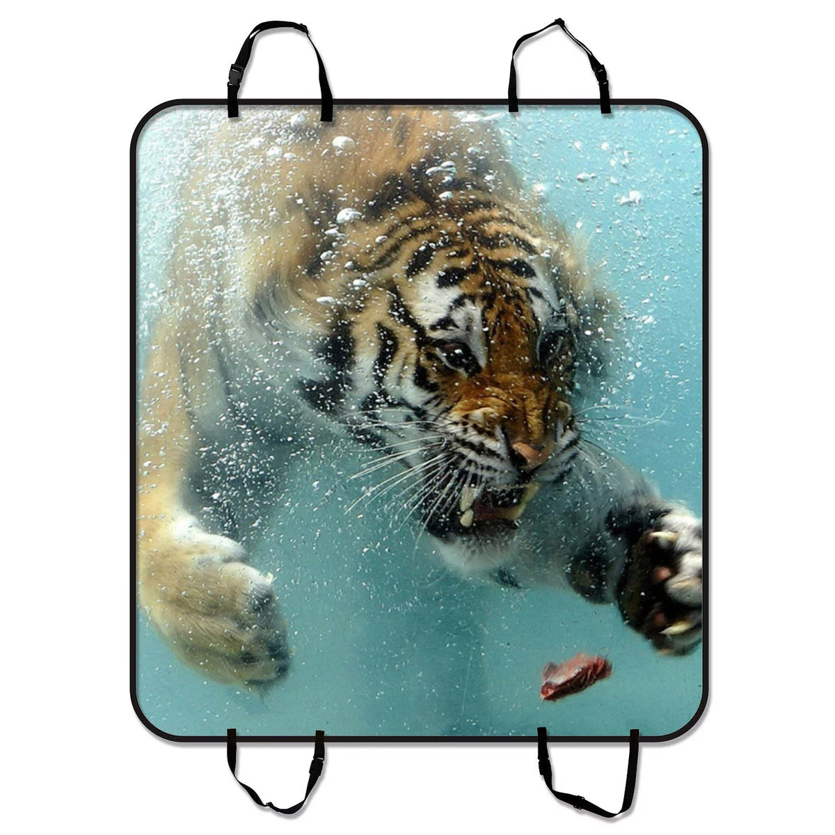 GCKG Fierce King Of Forest Tiger Swimming To A Meat Pet Car Cushion Cover Dog Car Cushion Mat Hammock Cargo Mat Trunk Mat For Cars Trucks and SUV 54x60 inches