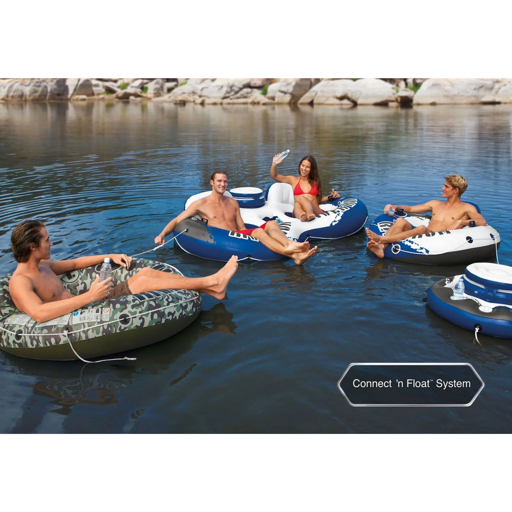 Intex River Run 1 Person Floating Tube (3 Pack) and 12 Volt Electric Air Pump