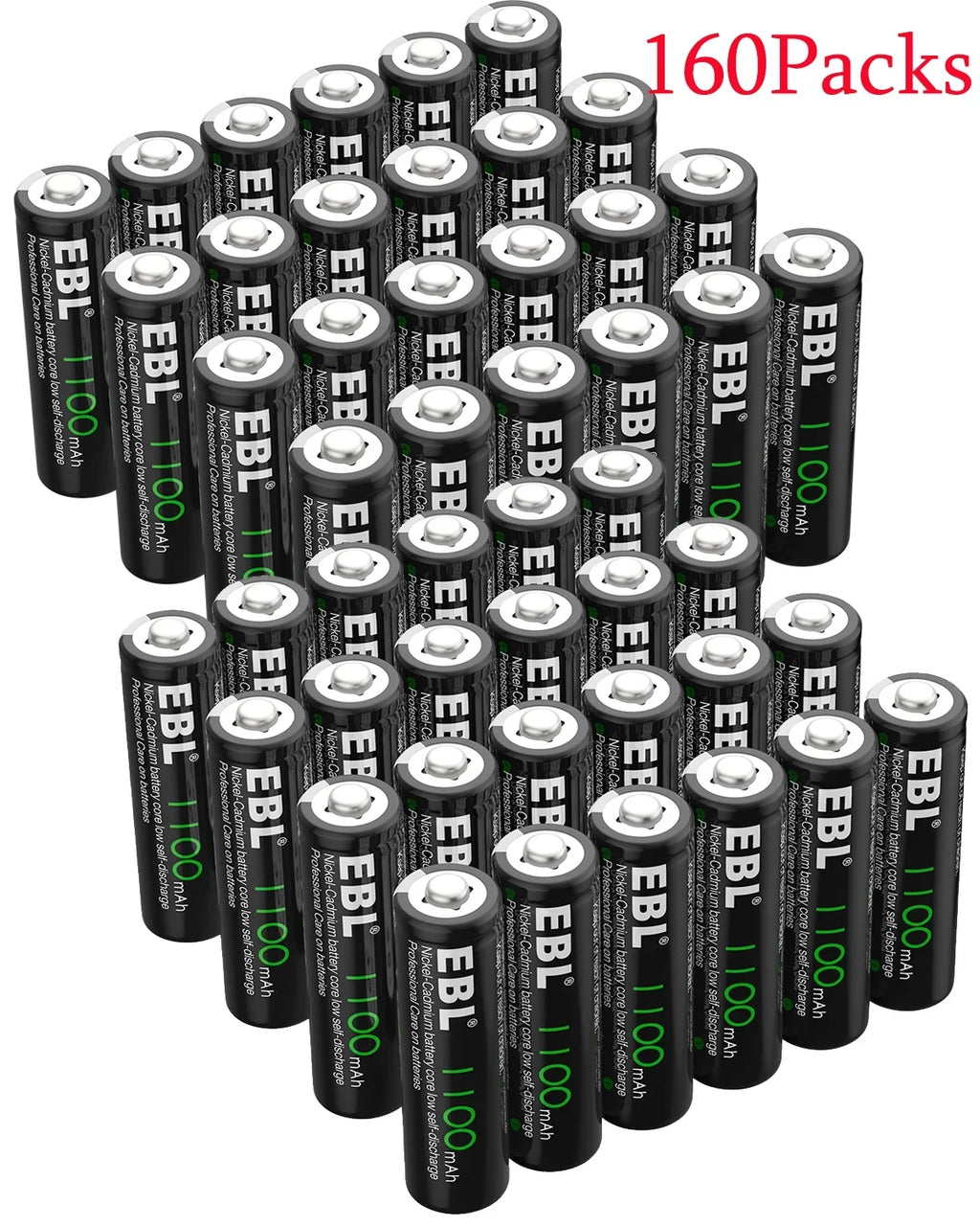 EBL 160-PCS AA NiCd 1100mAh 1.2V Ni-Cd Rechargeable Batteries Solar Lights