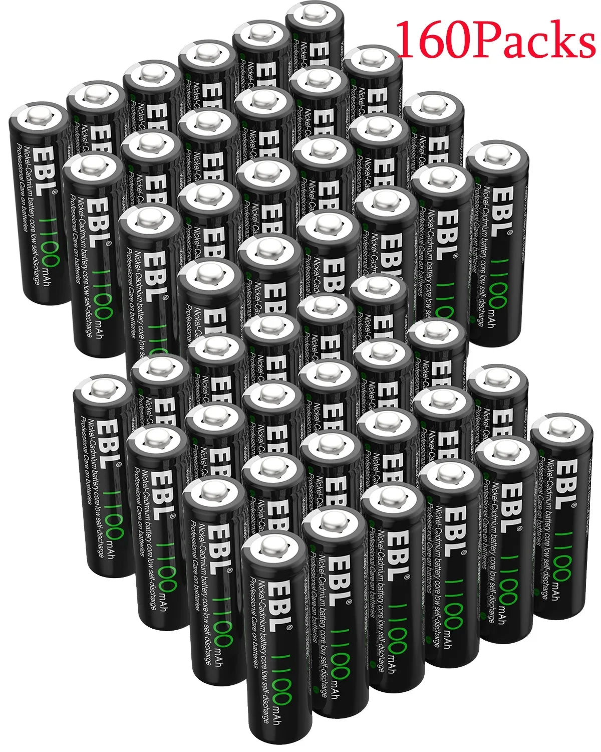 EBL 160-PCS AA NiCd 1100mAh 1.2V Ni-Cd Rechargeable Batteries Solar Lights