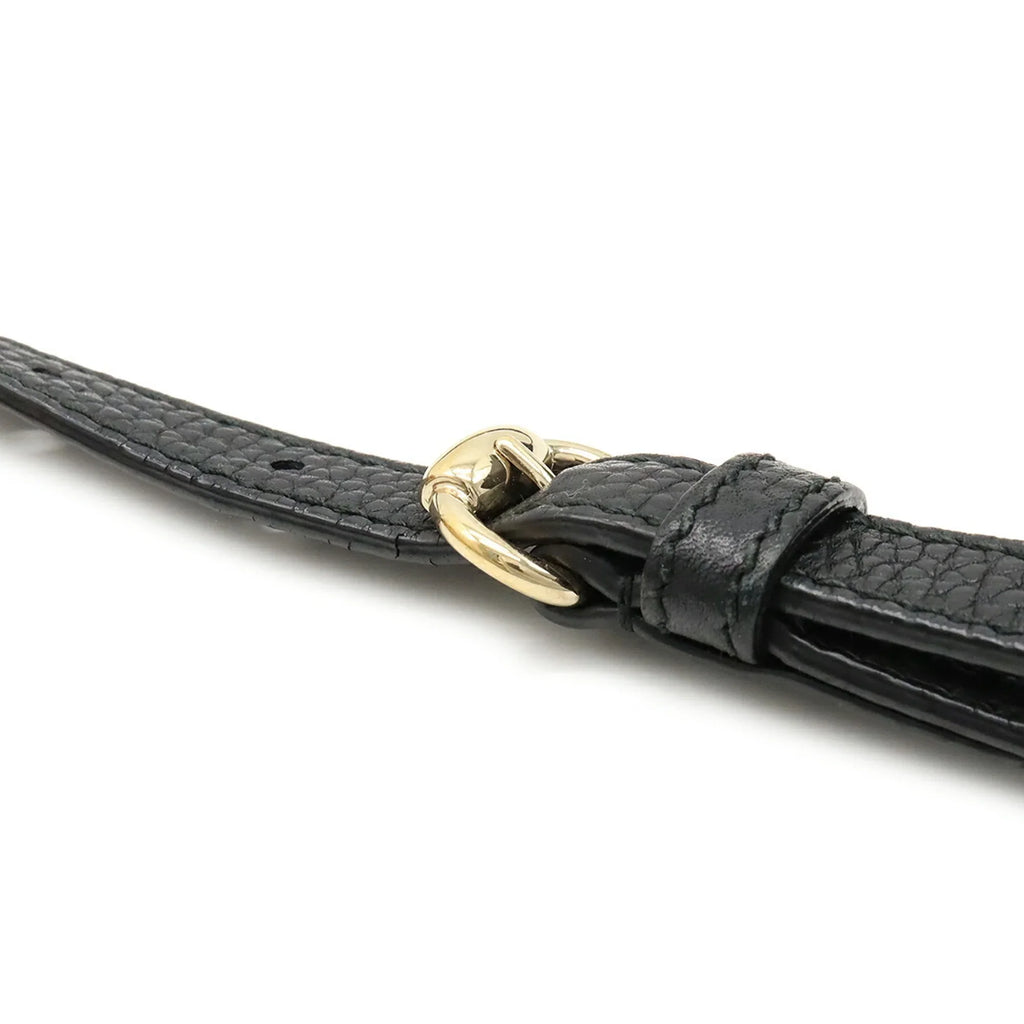 Pre-Owned GUCCI Soho Interlocking G Tote Bag Shoulder Tassel Leather Black 369176 (Good)